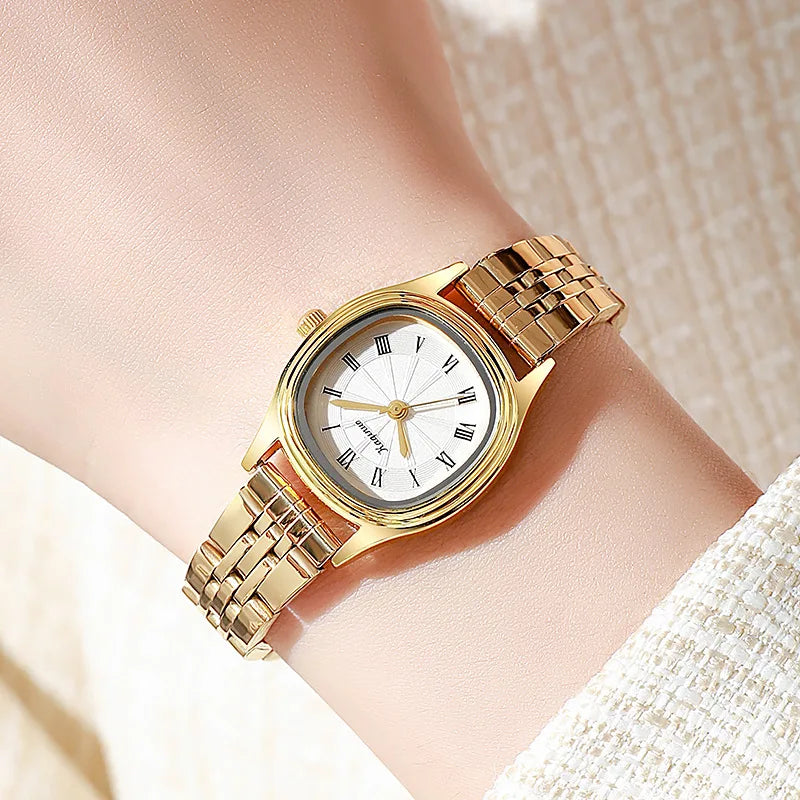 New Small Watch for Women Stainless Steel Oval Dial Student Exam Watch Simple Design Luxury Gift Wristwatches Dropshipping Clock