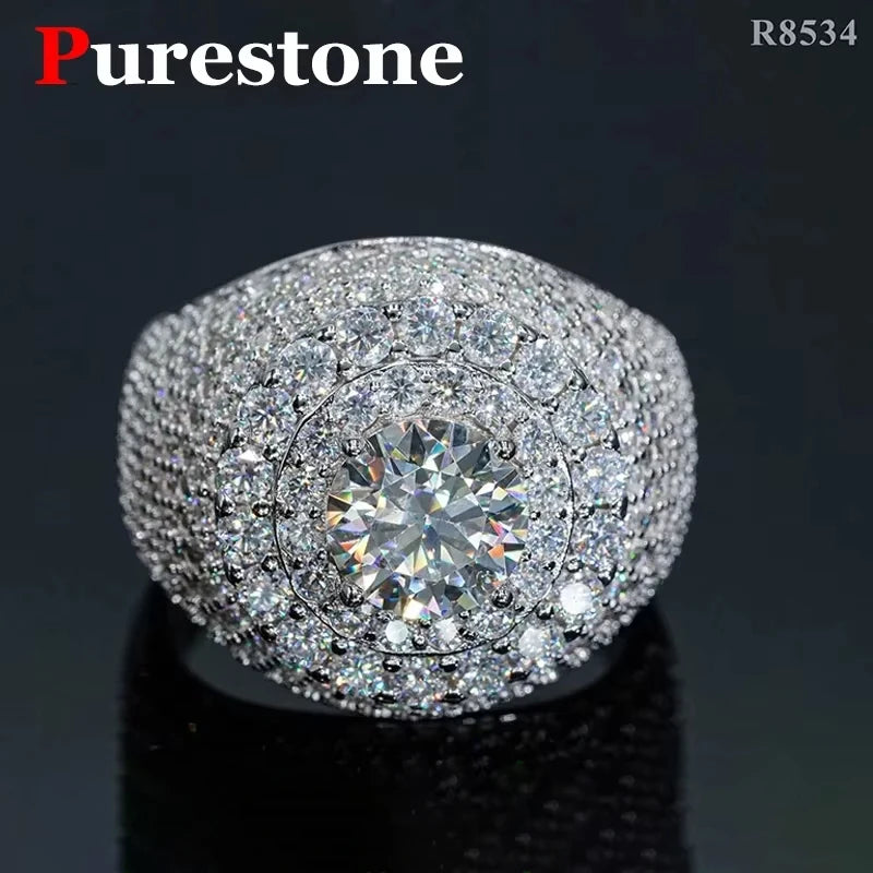 New  Modern Moissanite Rings for Men Hip hop Mosaic Ring Original 925 Sterling Silver Jewelry Moissanite Diamond Rings for Men