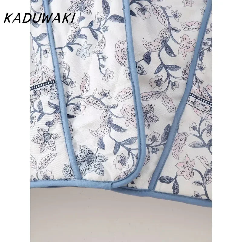 KADUWAKI Fashion Retro Stand-up Collar Long-sleeved Printed Two-sided Wear Quilted Short Cotton Jacket Classic Casual Streetwear