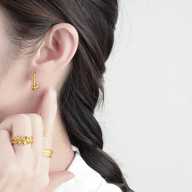 925 Sterling Silver U-shaped HorseShoe Hoop Earrings for Women Female Jewelry S925 Wedding Party Jewelry Gift Aretes De Mujer