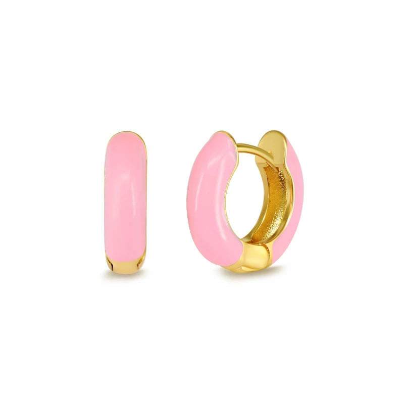 Single Colorful Enamel Women Round Earring Huggie Ear Hoop 2025 New Trend White Orange Green Pendientes Aretes Jewelry Wholesale
