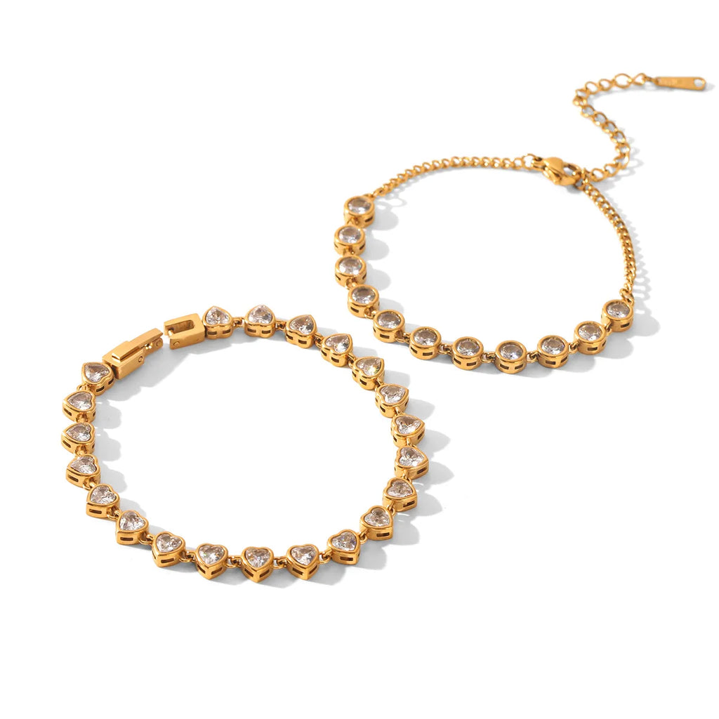 Ars Dainty Tennis Bracelet 18k Gold Plated Chain Bracelets Stainless Steel Bracelet Multi Zircon Bracelets Jewelry Gift for Her