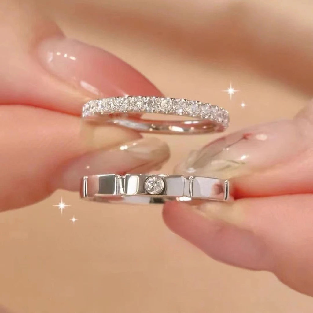 2 pcs 925 Silve Gorgeous Shiny Zircon Stone Ring For Women Engagement Wedding Luxury High Quality couple rings Sterling Silver
