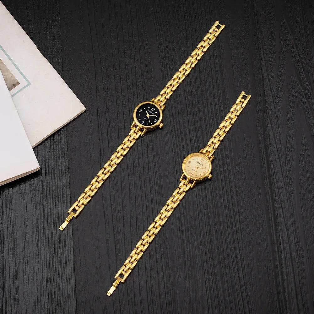 Fashion Quartz Watch for Women Luxury Gold Small Dial Ladies Bracelet Watch Alloy Strap Simple Elegant Women Watch montre femme