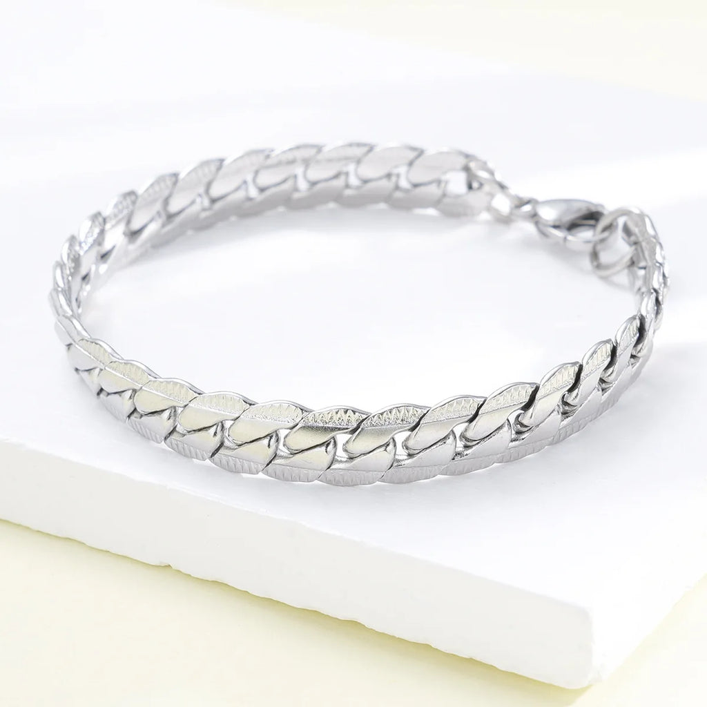 Wannee New Trendy Cuban Chain Men Bracelet Classic Stainless Steel 3 5 7mm Width Chain Bracelet For Men Women Jewelry Party Gift
