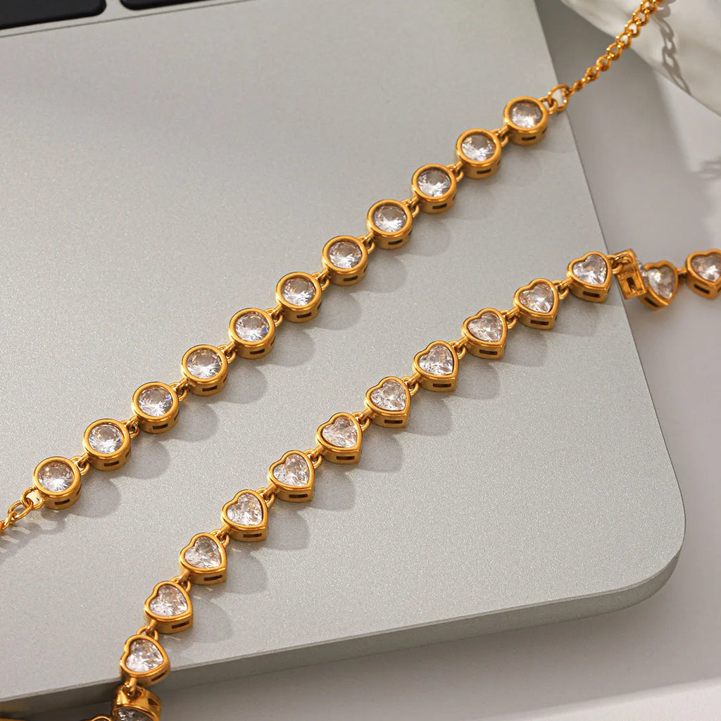 Ars Dainty Tennis Bracelet 18k Gold Plated Chain Bracelets Stainless Steel Bracelet Multi Zircon Bracelets Jewelry Gift for Her