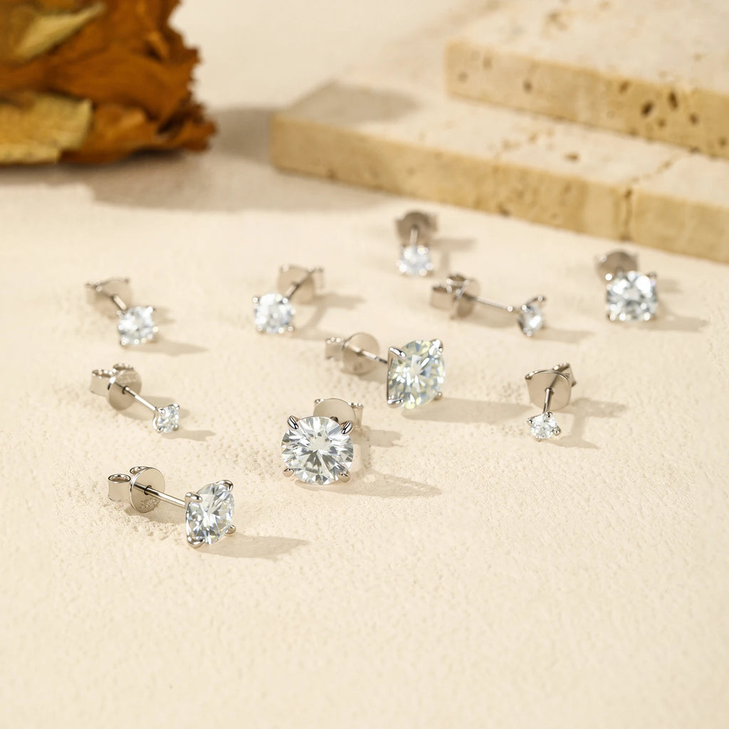 MODIAN 5 Sizes D Color Moissanite Earrings 925 Sterling Silver Sparkling Luxury Stud Earrings For Women Wedding Fine Jewelry