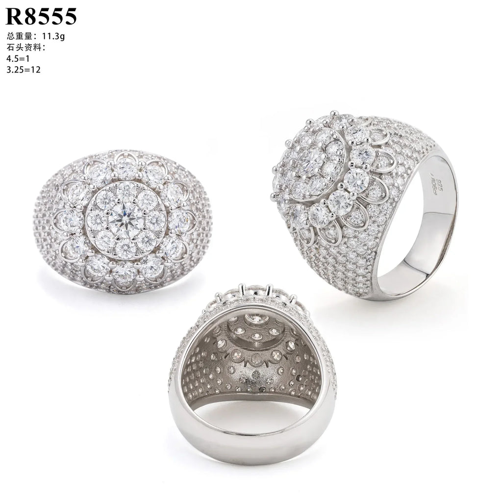 New  Modern Moissanite Rings for Men Hip hop Mosaic Ring Original 925 Sterling Silver Jewelry Moissanite Diamond Rings for Men