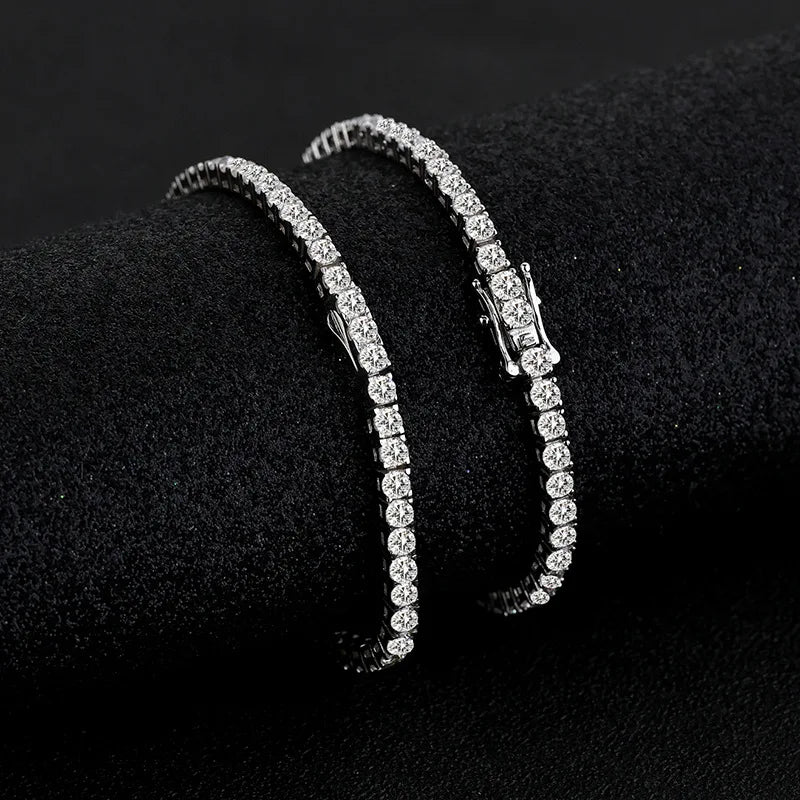 Factory Price Unisex Hip Hop Moissanite Tennis Chain for Women S925 Sterling Silver Gold Man Bracelet Hiphop Jewelry