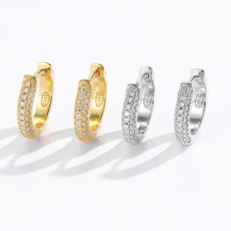EUREKA Moissanite Hoop Earrings for Women 18K Real Gold Plated Sterling Silver Hypoallergenic Lab Created Diamond Huggie Earring
