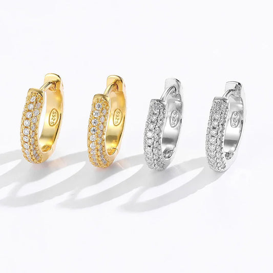 EUREKA Moissanite Hoop Earrings for Women 18K Real Gold Plated Sterling Silver Hypoallergenic Lab Created Diamond Huggie Earring