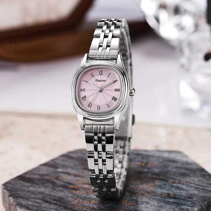 New Small Watch for Women Stainless Steel Oval Dial Student Exam Watch Simple Design Luxury Gift Wristwatches Dropshipping Clock