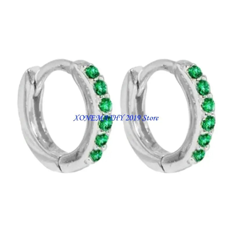 F42F Dazzling Zirconia Circle Hoops Hoops Huggie Hinged Earrings for Everyday Wear