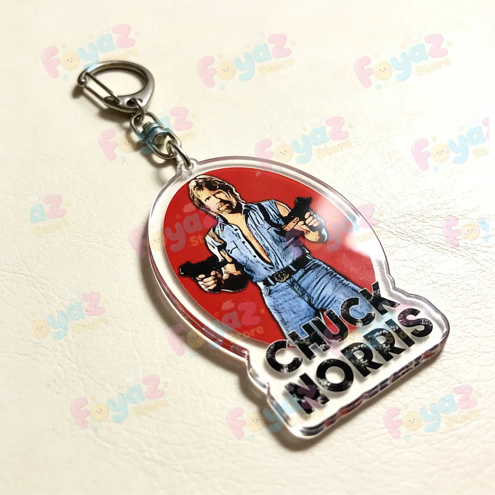 Funny Chuck Norris Actor Keychains for Accessories Bag Charm Meme Keyrings Jewelry Friends Birthday Gifts