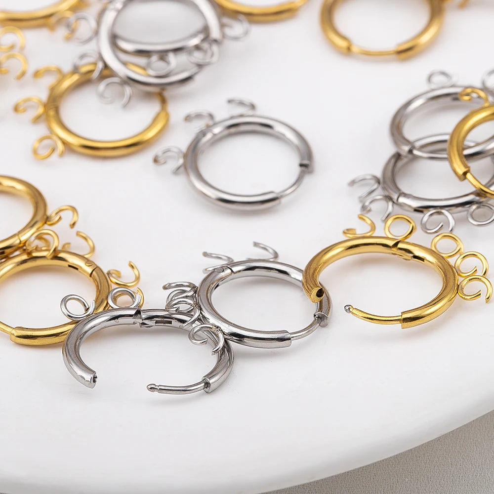 2pcs 6pcs Stainless Steel Huggie Earring Hooks with Loop Round Ear Post with Open Jump Ring for DIYgold Jewelry Making Supplies