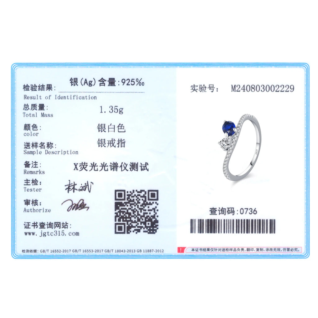 Ailmay 925 Sterling Silver Sparkling Blue White Finger Ring For Women Girls Party Fashion Stackable Fine Jewelry