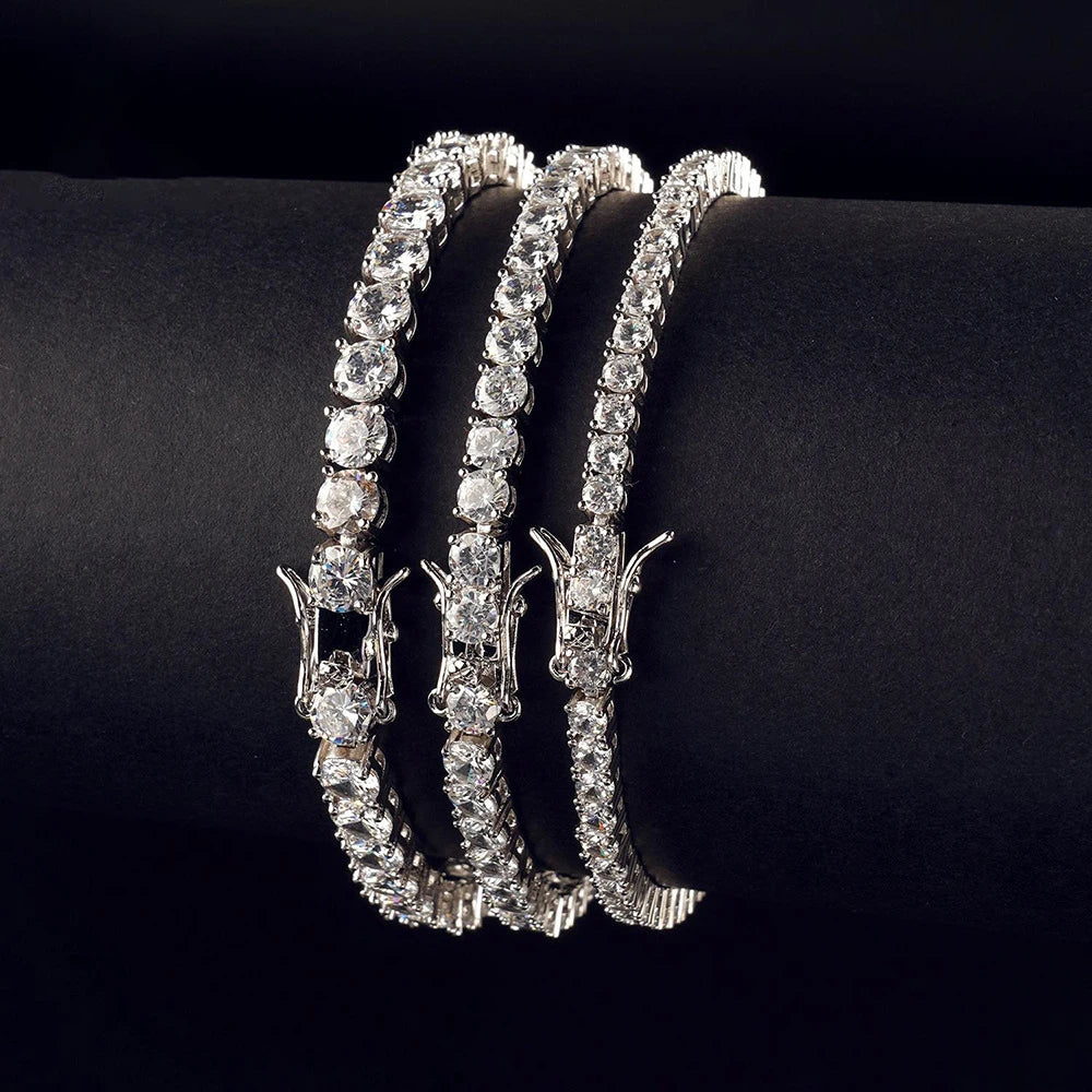 Factory Price Unisex Hip Hop Moissanite Tennis Chain for Women S925 Sterling Silver Gold Man Bracelet Hiphop Jewelry