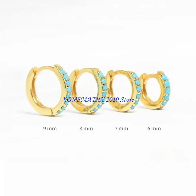 F42F Dazzling Zirconia Circle Hoops Hoops Huggie Hinged Earrings for Everyday Wear