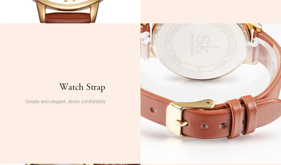 SHENGKE New Fashion Women Watches Top Brand Elegant Woman's Quartz Wristwatches Luxury Golden Clock for Lady Relogio Feminino