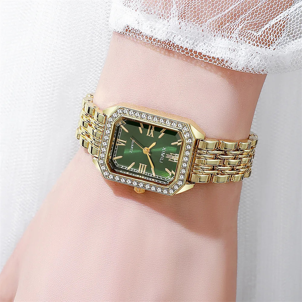 Top Brand Watch Women Business Simple Diamond Gold Watches Casual Female Student Fashion Quartz Clock Wristwatches