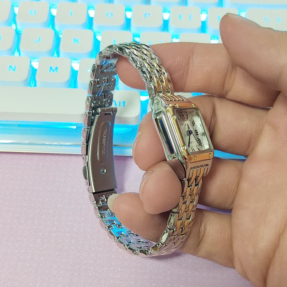 Luxury Women's Watches Classic Brand Square Ladies Quartz Wristwatches Alloy Strap Business Female Clock Bracelet watch