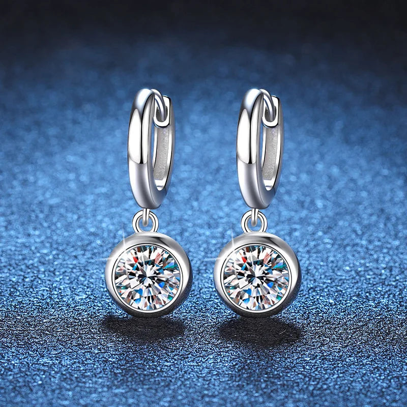 Modern Hoop Earrings for Women Real D Color Moissanite Dangle Huggie Drop Earrings Silver 925 Original Wedding Jewelry for Girl