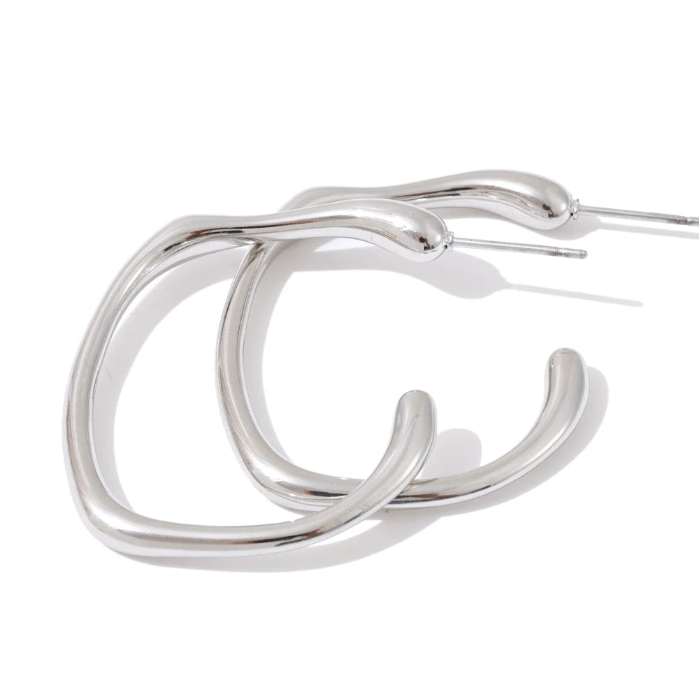 Yhpup Waterproof Minimalist Stainless Steel C-Shape Huggie Earrings for All Occasions Metal Versatile Daily Jewelry Wholesale