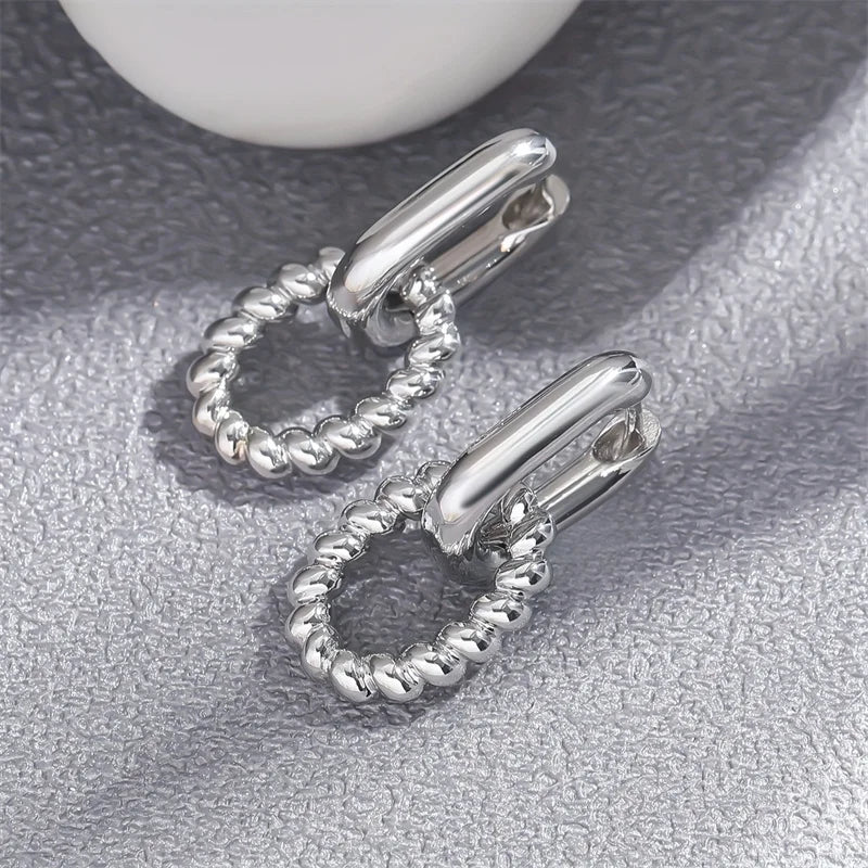 Trendy Gold Plated Zircon Square Hoop Earrings for Women Girls Huggie Punk Hip-Hop Metal Round Circle e302