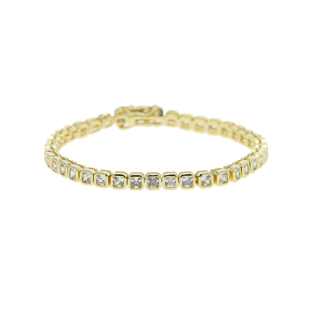 5A Cubic Zirconia CZ Tennis Bracelet 17CM 19CM Bezel Setting Simple Classic Women Girl Chain Jewelry