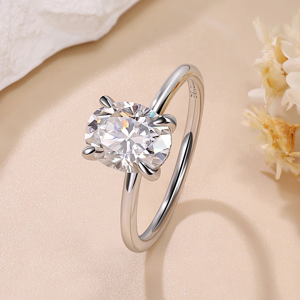M-JAJA 1-3ct Moissanite Engagement Ring for Women Oval Cut D VVSI Diamond Wedding Band Bridal Sets S925 Silver Solitaire Ring