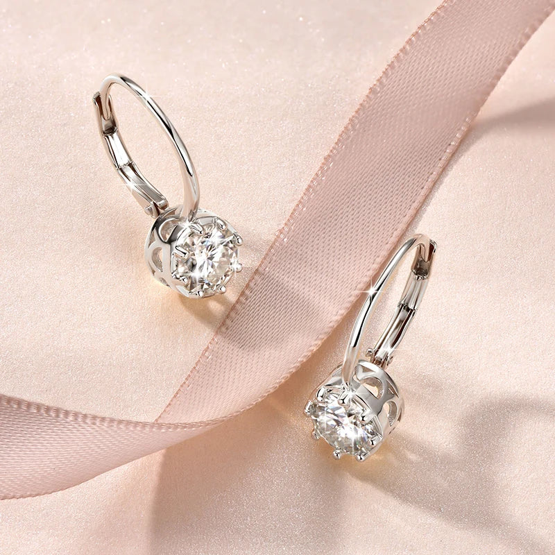 RAPRGOLD 1.0CT Round Moissanite Classic Clip Hoop Earrings for Women 14K Gold Filled Delicate Huggie Jewelry Anniversary Gifts