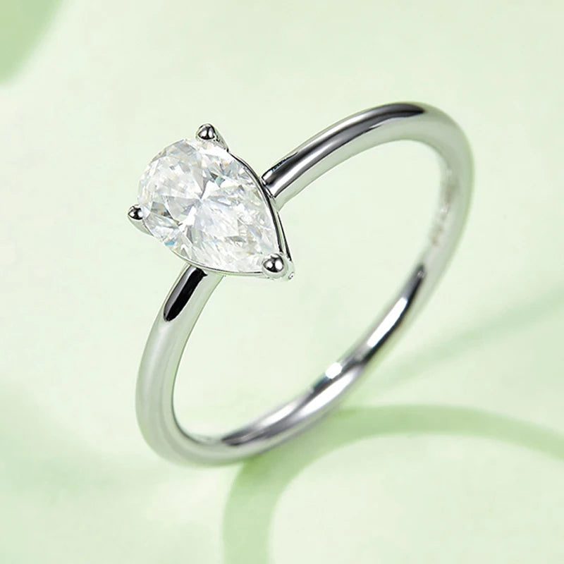 TFGLBU Teardrop Moissanite Rings Oval Cut 1/2/3/4CT Real S925 Sterling Silver Jewelry For Wedding Engagement Ring With Certified