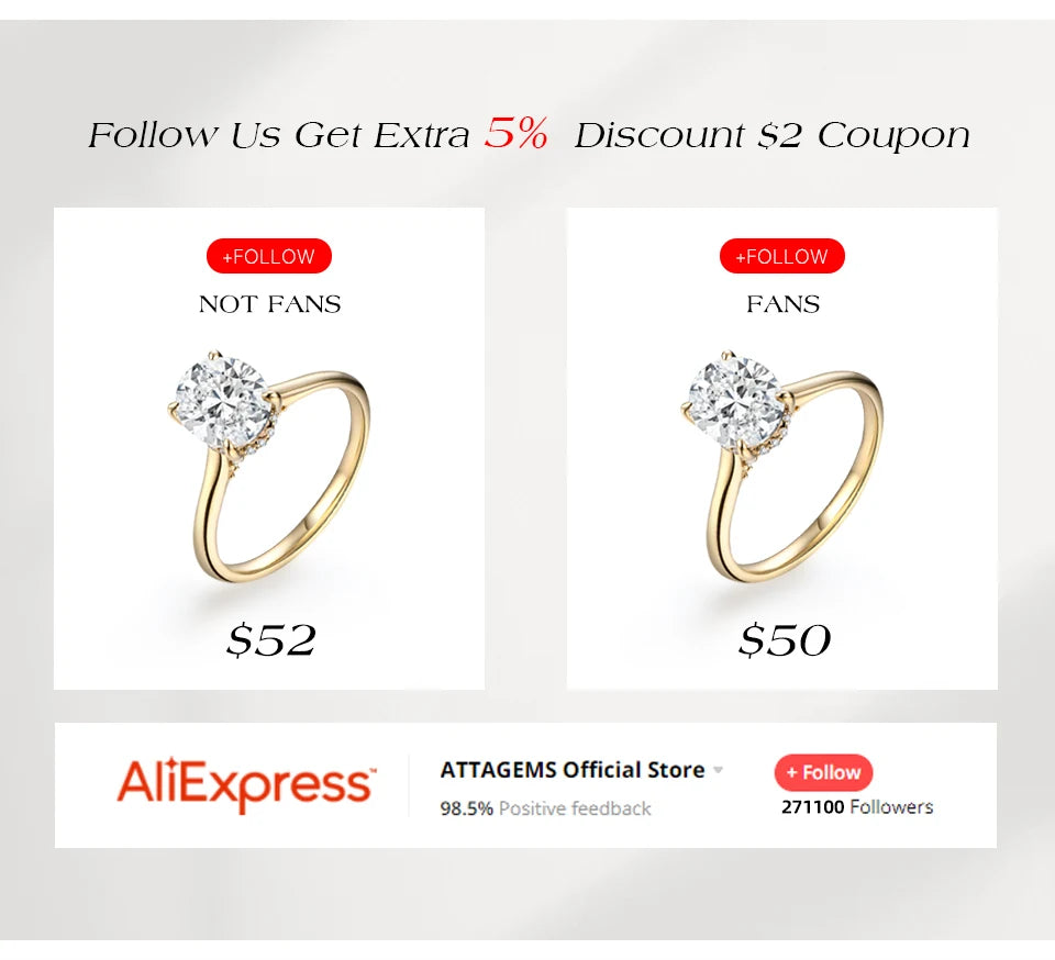ATTAGEMS 925 Sterling Silver Luxury Full Moissanite Rings 0.3ct DVVS1 Round Cut Sparkling Engagement Band for Women Fine Jewelry
