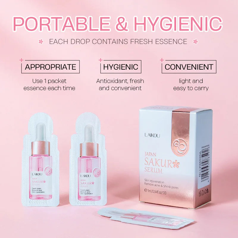 LAIKOU 20pcs Japan Sakura Serum Anti-Aging Whitening Moisturizer Nourish Repairing Brightening Rejuvenation Skin Face Serum Care