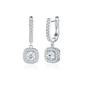 925 sterling silver inlaid moissanite pendant earrings, simple square ear buckle jewelry, men's and women's Valentine's Day gifts, birthday gifts, holiday party gifts