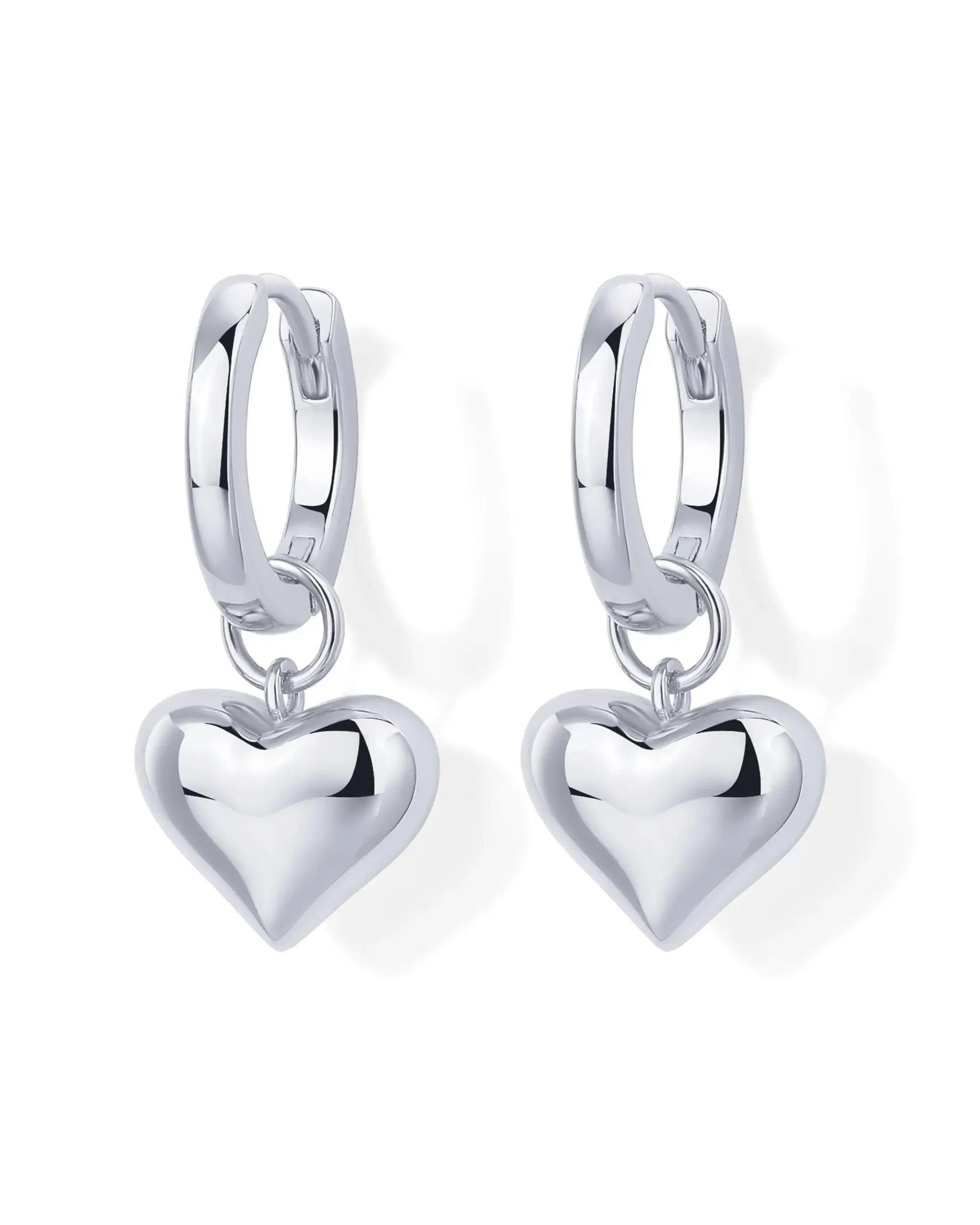 Women Heart Pendant Earrings Lady 14K Gold Plated Charm Huggie Hoops Earring With Sterling Silver Post Popular Jewelry