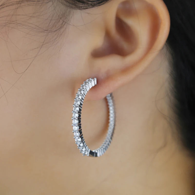 5 Color 20MM 40MM Two Sized Huggie Hoop Earring Yellow Red Whit Black Cubic Zirconia Classic High Quality Fashion Women Jewelry