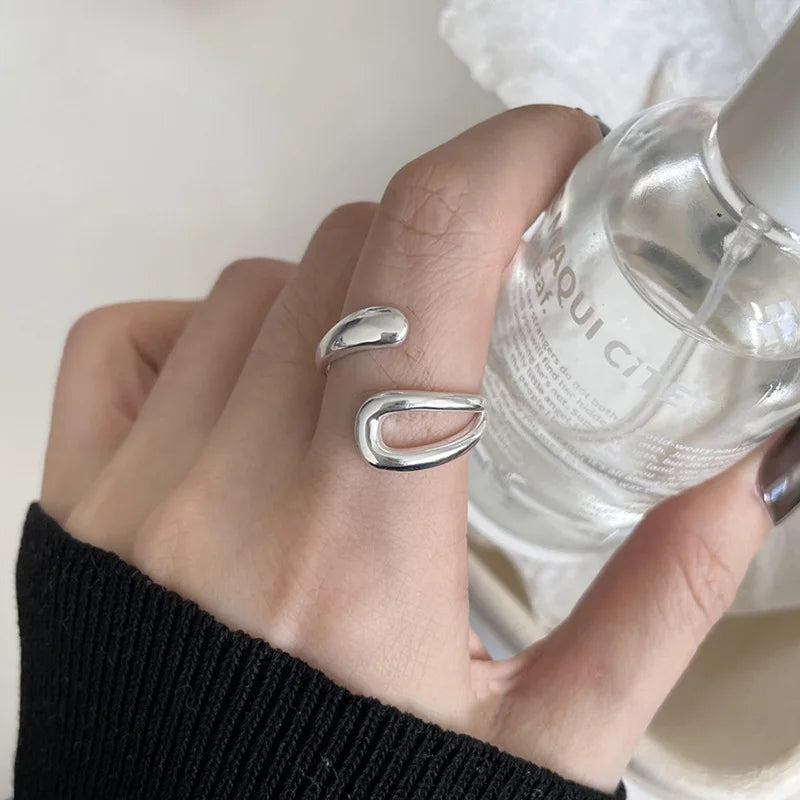 925 Sterling Silver Rings For Women Simple Minimalist Heart Open Finger Ring Fashion Band Female Bijoux Birthday Gift