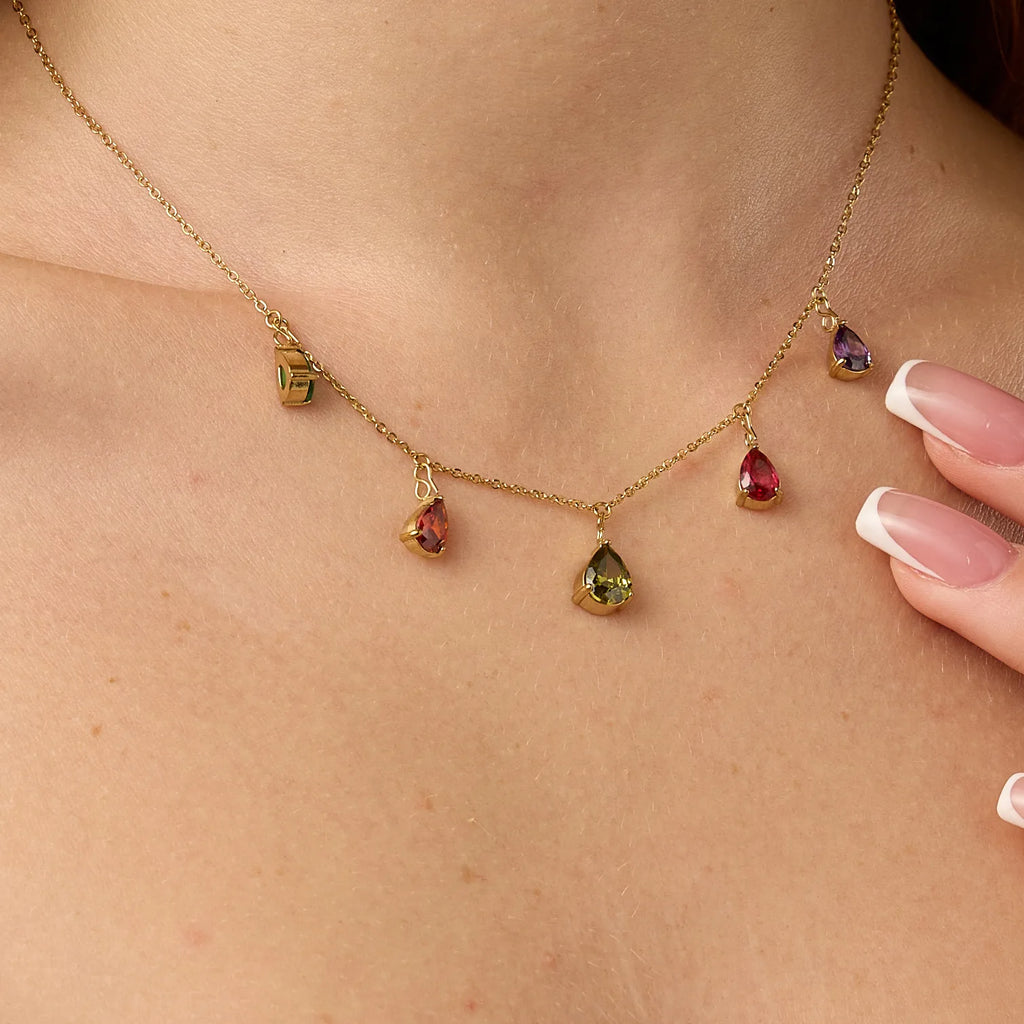 6MM Dainty Teardrop Crystal Pendant 14K Gold Plated Pear Cut CZ Charms for DIY Earring Necklace Jewelry Making Supplies