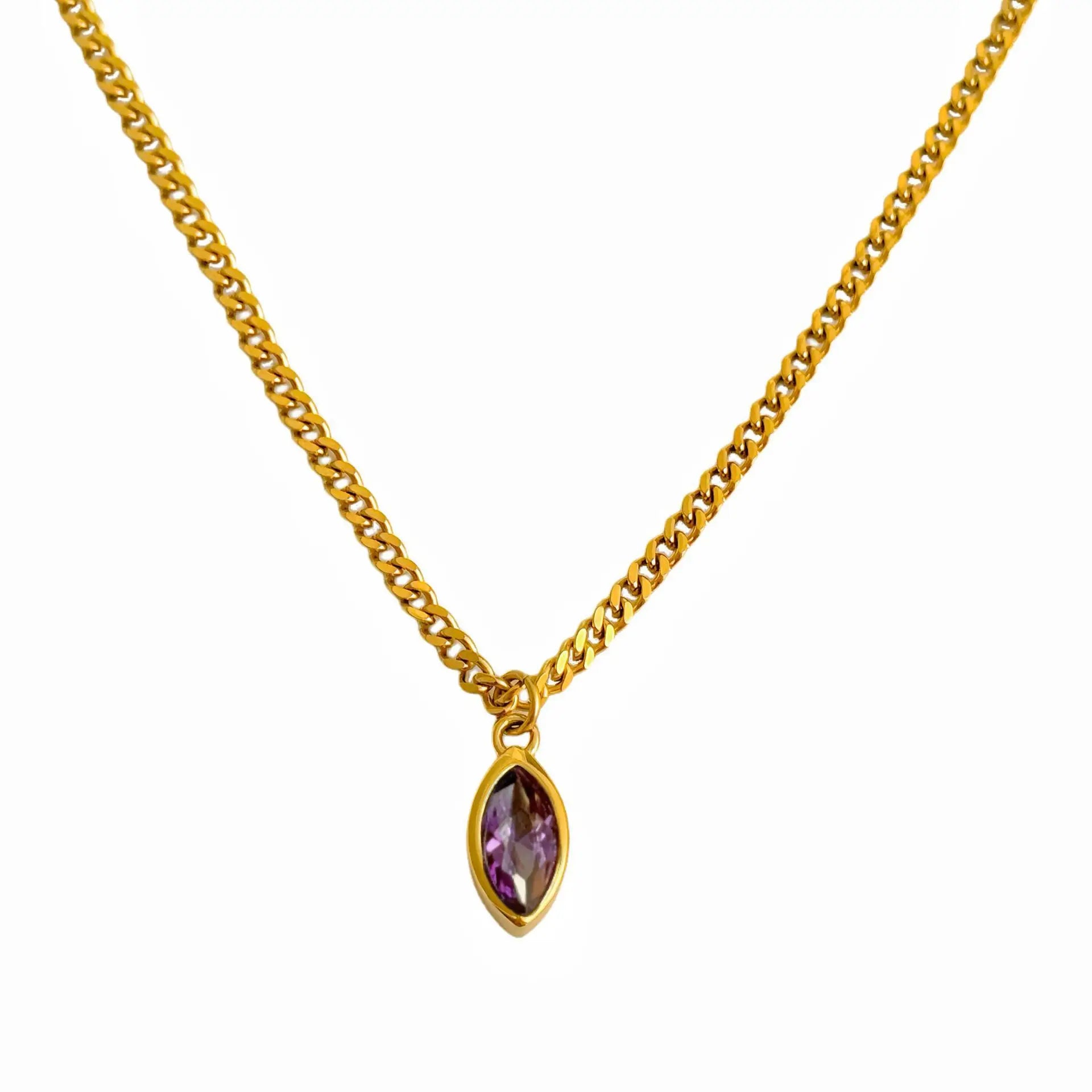 Women 18K Gold Plated Stainless Steel Cubic Zirconia Pendant Necklace, Suitable For Women Everyday And Wedding Wear Gifts