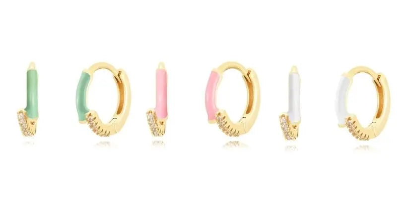 Multicolour Enamel Hoop Earrings for Women 925 Silver Needle Candy Color Huggie Earrings Trendy Party Girls Jewelry Gift