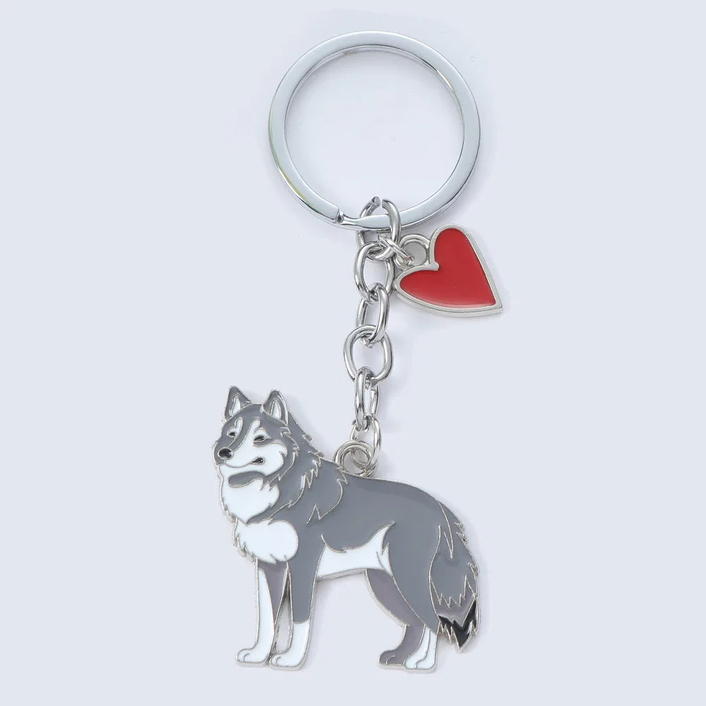 Cute Animal Keychains Lovely Husky Teddy Golden Retriever Dog Keyring Car Decor Hanging Pendant  for Pet Dog Lovers Gifts