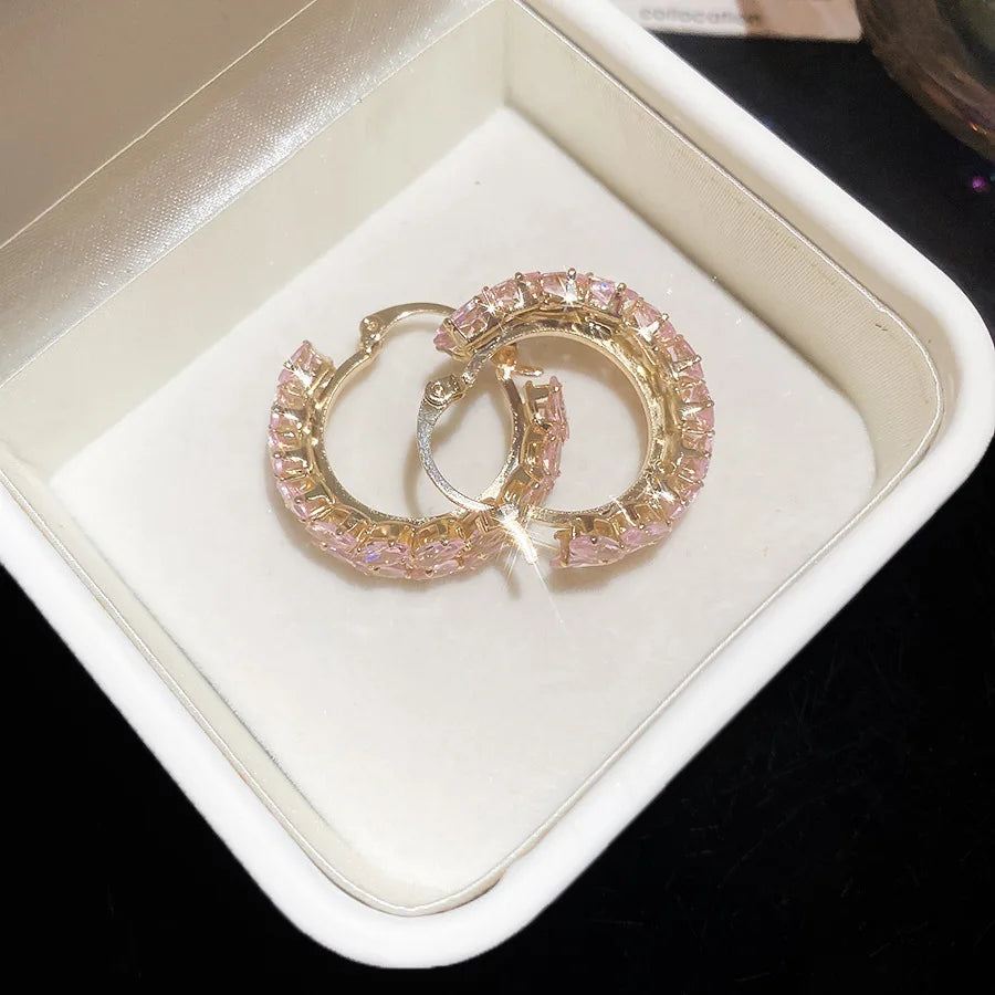 Multicolor Shiny Zircon Huggie Hoop Earrings for Women Girls Wheat Leaf Hoop Earrings Versatile Fashion Jewelry Daily Party Gift