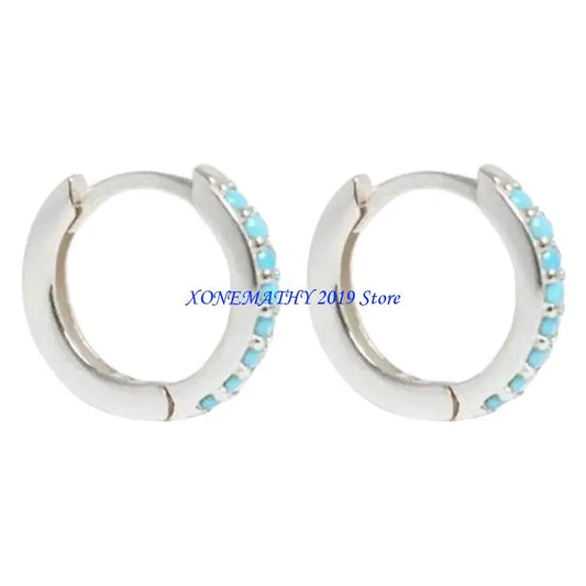 F42F Dazzling Zirconia Circle Hoops Hoops Huggie Hinged Earrings for Everyday Wear