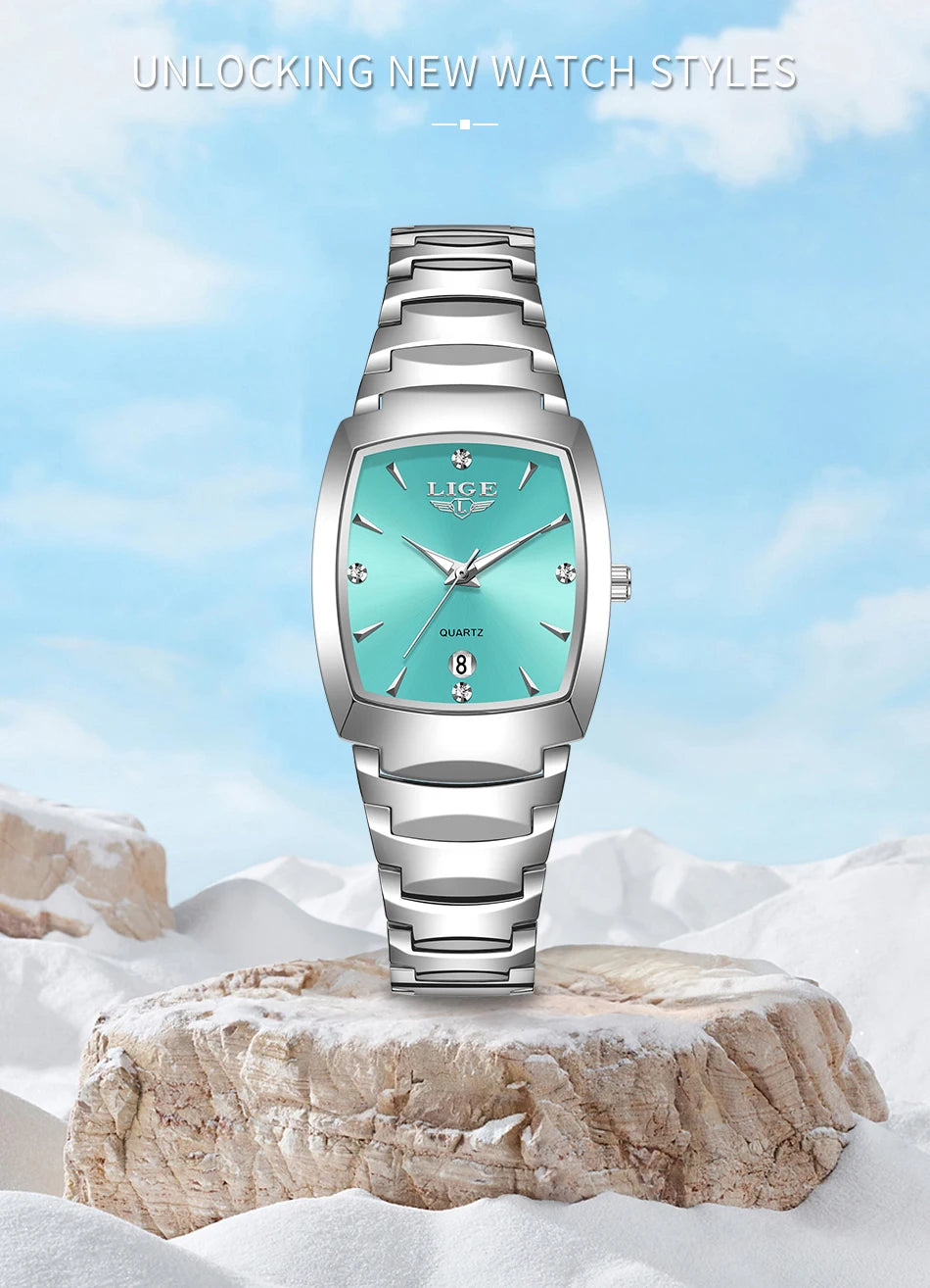 LIGE New Ladies Waterproof Watch Luxury Stainless Steel Women Watches Creative Fashion Original Elegant Quartz Wristwatch Gift
