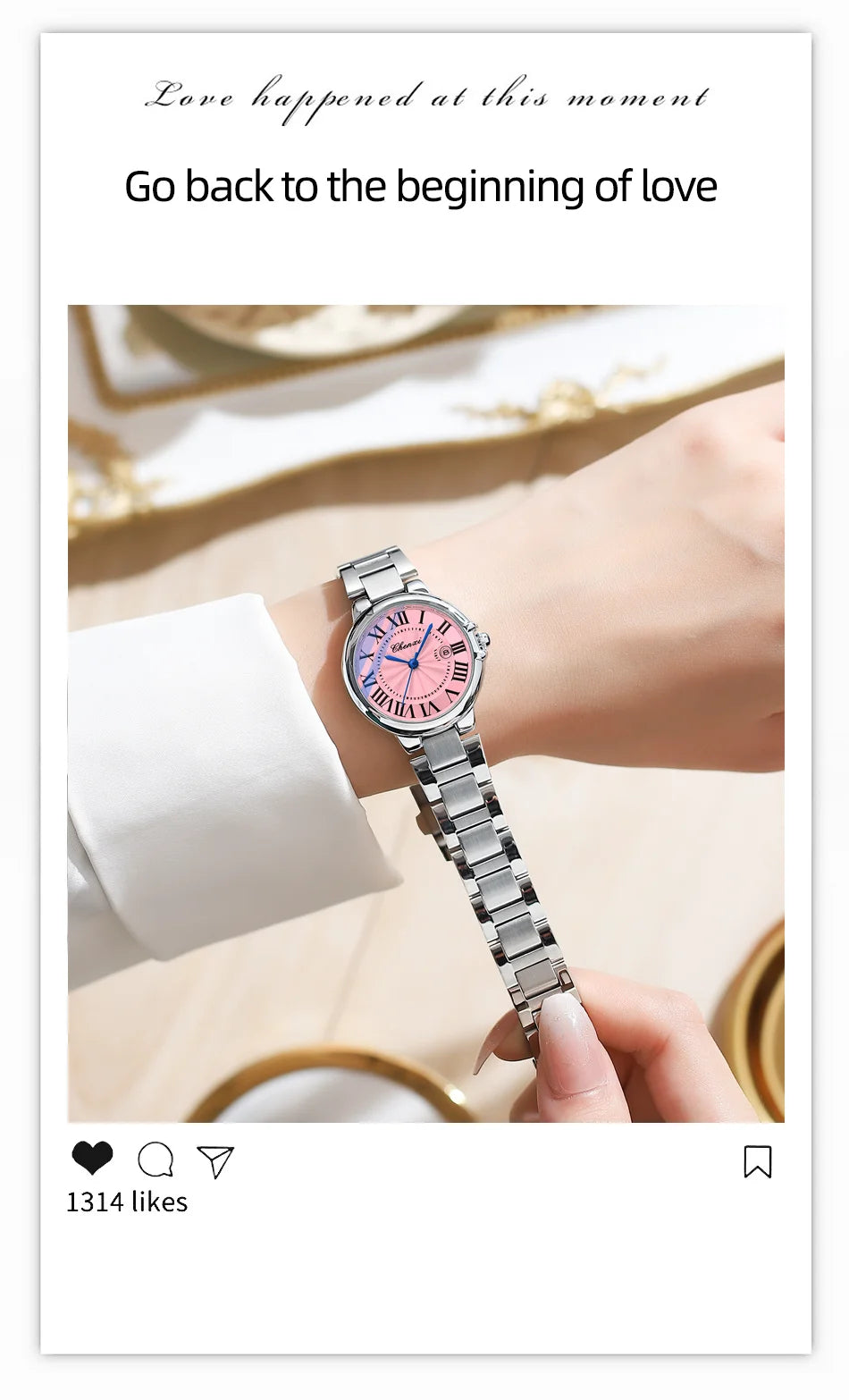 CHENXI 039 Couple Exquisite Watch Quartz Top Brand Luxury Fashion Stainless Steel Silver White Male and Female Couple Watch Gift