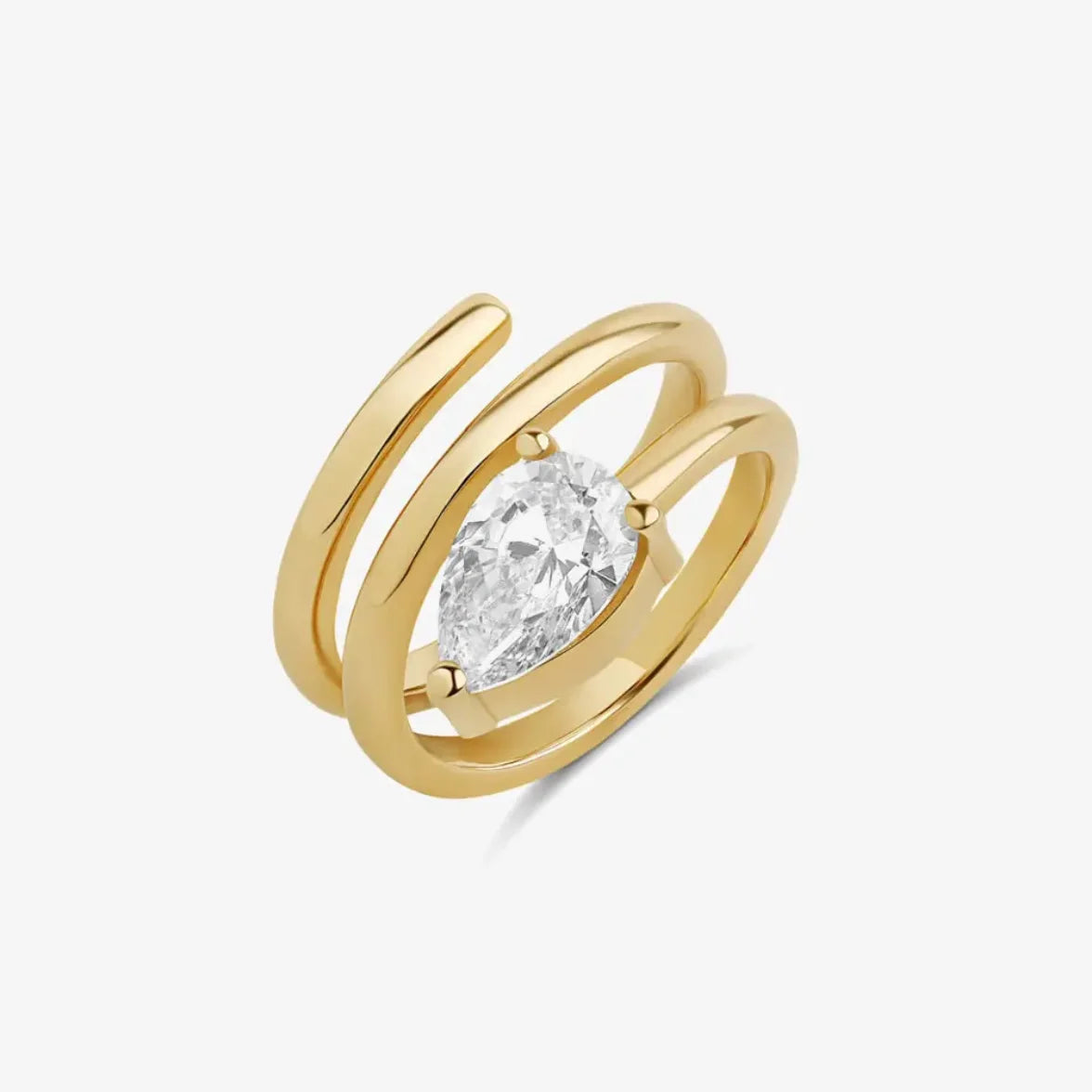 Open Adjusted Size 4 Triple Wrap Pink Finger Ring For Women Paved Sparking Bling 5A CZ Jewelry