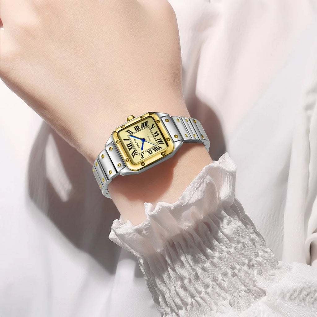 Square Women Watches Ladies Quartz Watch Female Wristwatch Stainless Steel Bamboo Strap Casual Lady Clock Watch Relogio Feminino