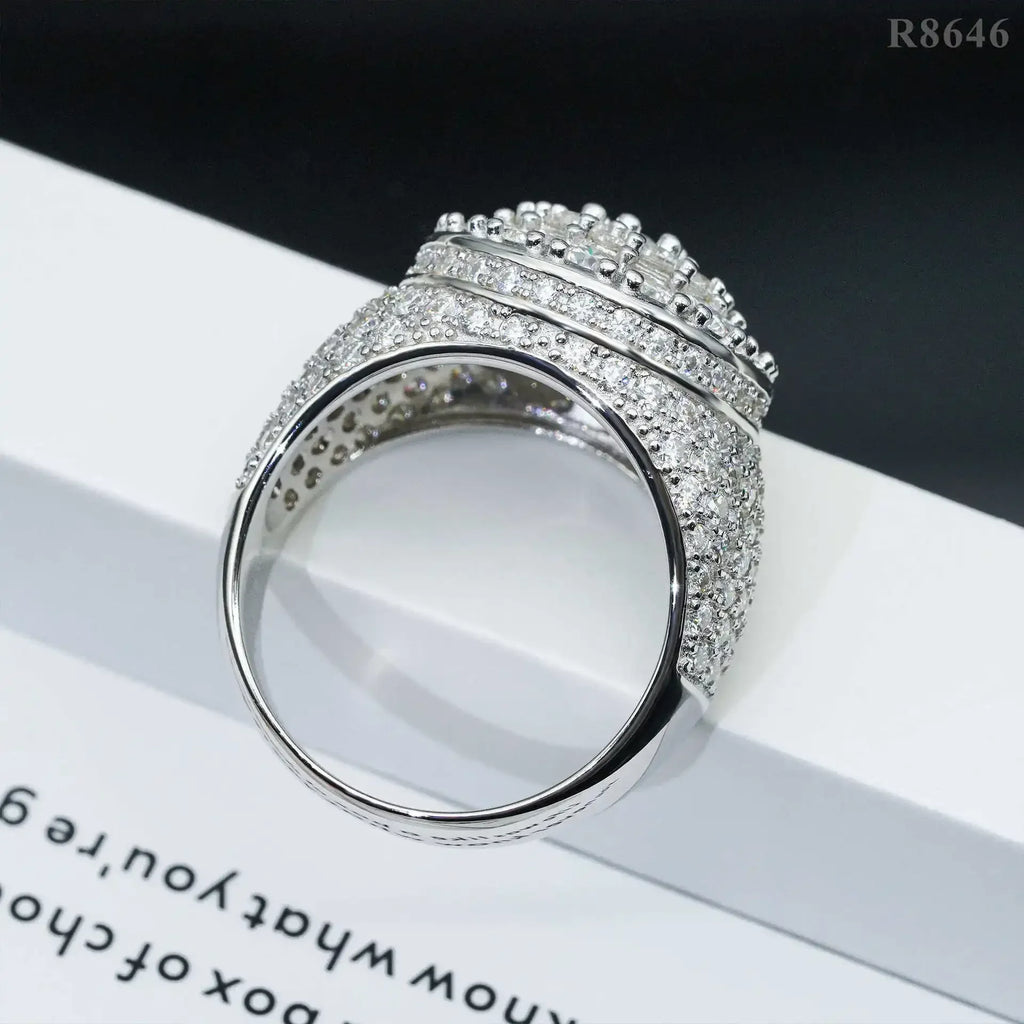 New  Modern Moissanite Rings for Men Hip hop Mosaic Ring Original 925 Sterling Silver Jewelry Moissanite Diamond Rings for Men