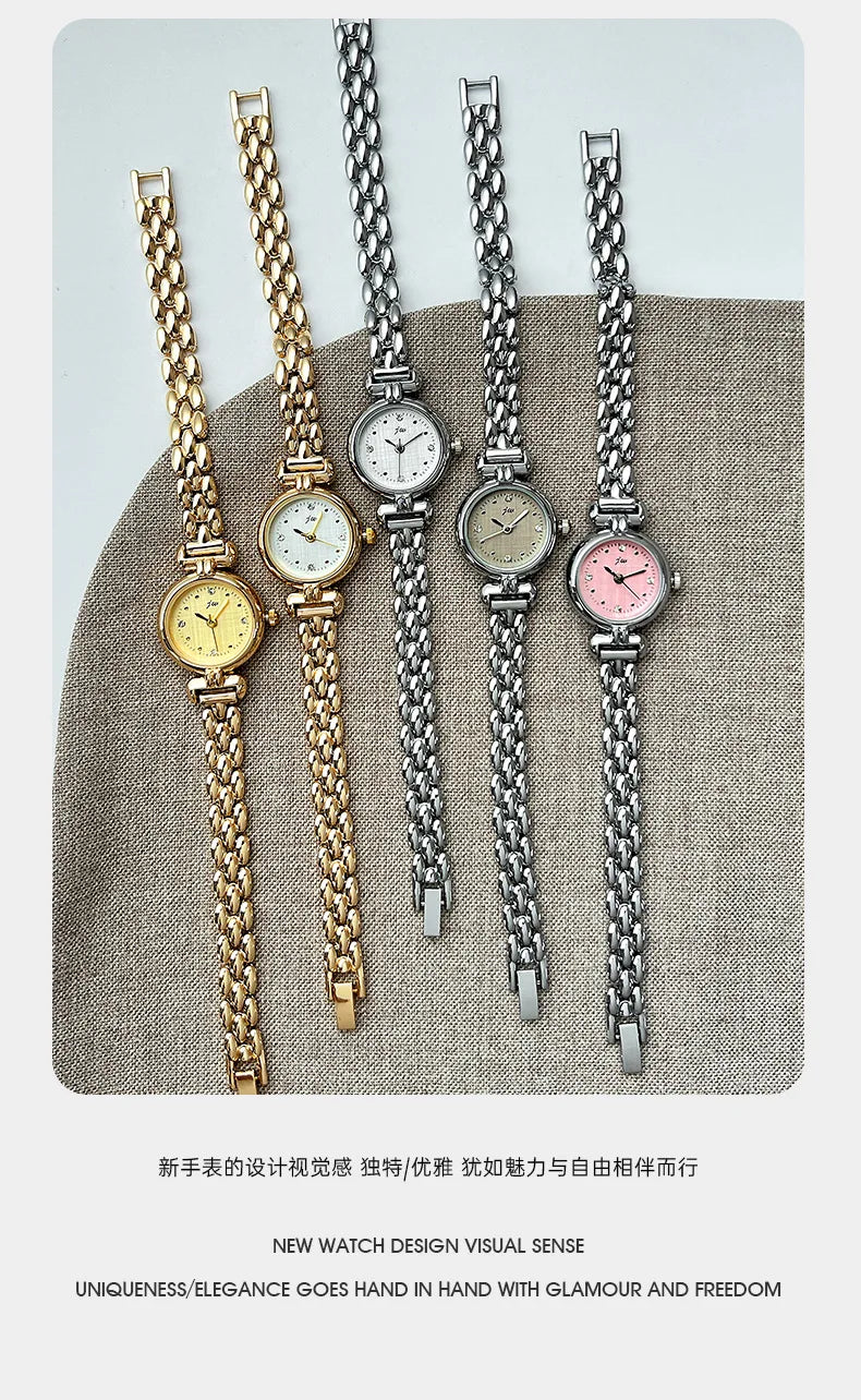 Women's Watch Simple Retro Bracelet Watches Small and Exquisite Versatile Steel Belt Ladies Fashion Quartz Clock Wristwatches